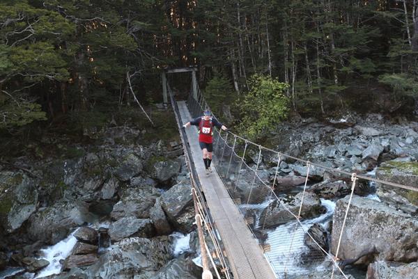 Nick Hirschfeld in 2nd place on the Swing Bridge